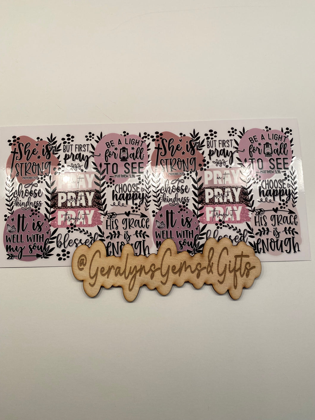 46 Pray on it Pray over it Pray through it Affirmations 16 oz UV DTF Cup Wrap