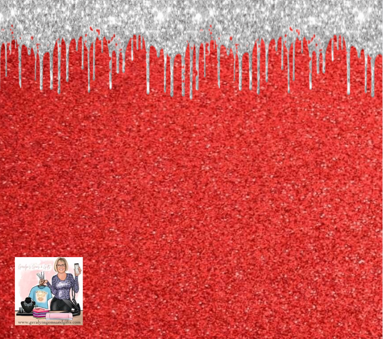Red Glitter with Silver Drip-Sublimation Transfer – Geralyn's Gems & Gifts